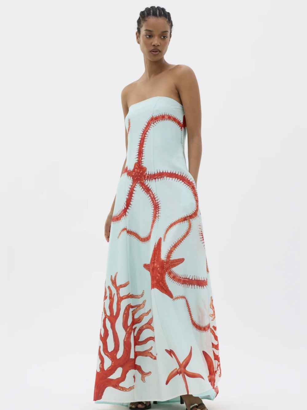 MUMA WORLD REVOLE Ursa Strapless Maxi Sea Starfish Dress in Blue Medium VGUC
